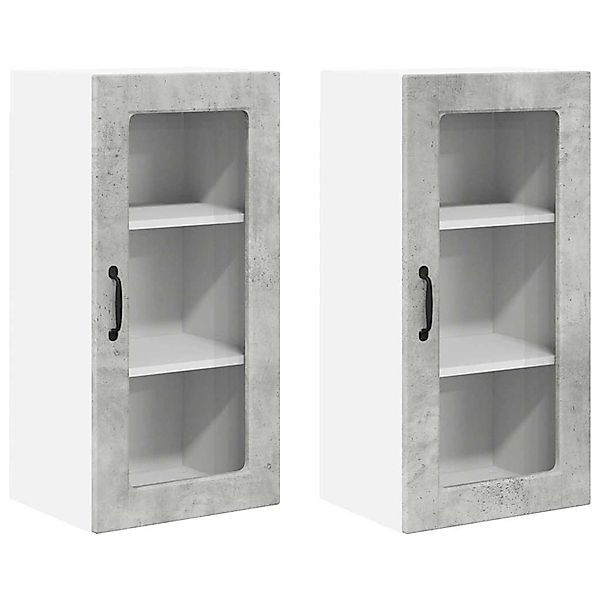 vidaXL Küchenschrank 2 Stk Beton Grau 40 x 31 x 80 cm Holzwerkstoff 884992 günstig online kaufen