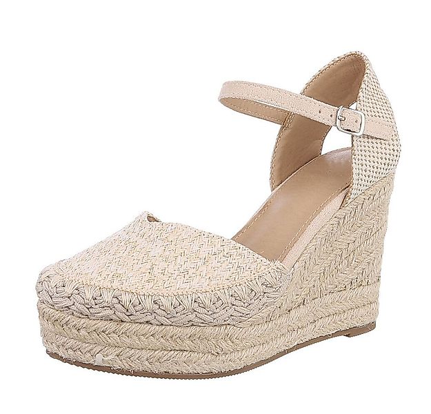 Ital-Design Moderne Espadrilles mit Keilabsatz für Damen, beige Plateausand günstig online kaufen