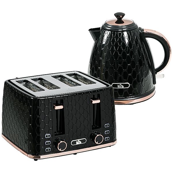 HOMCOM Wasserkocher Toaster Set 1,7L Wasserkocher 4 Toastscheiben Frühstück günstig online kaufen