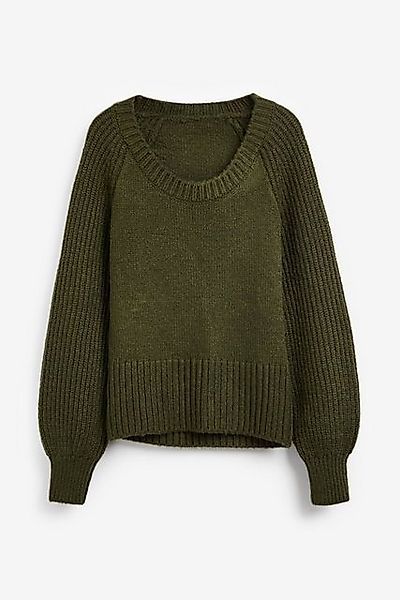 Next Strickpullover Gerippter Pullover mit abgerundetem V-Ausschnitt (1-tlg günstig online kaufen