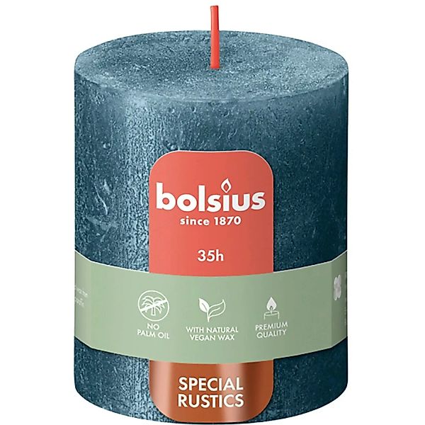 Bolsius Rustik-Kerze Shimmer Winter Edition Ø 6,8 cm x 8 cm Blau günstig online kaufen