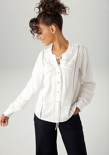 Aniston CASUAL Hemdbluse aufwändig mit verschiedenen Spitzen verziert günstig online kaufen