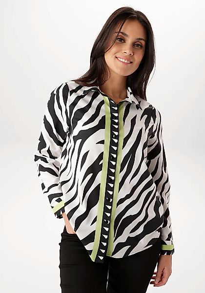 Aniston SELECTED Hemdbluse im Zebra-Look allover mit kontrastfarbigen Strei günstig online kaufen