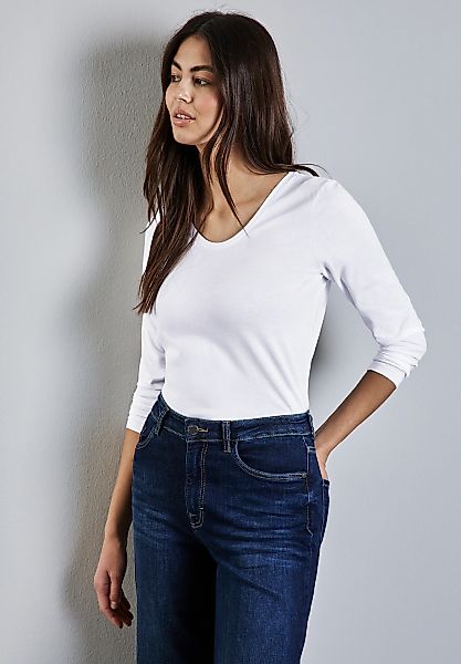 STREET ONE Langarmshirt mit abgerundetem V-Ausschnitt günstig online kaufen