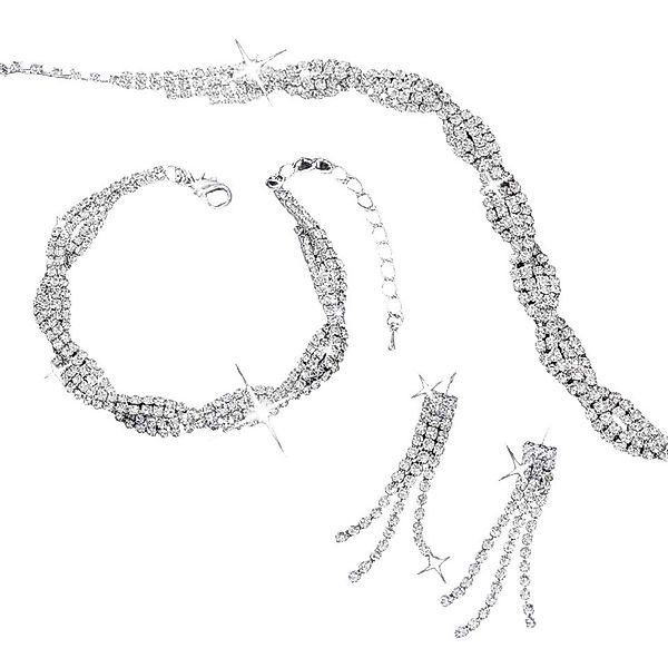 Coonoor Schmuckset Damen Schmuckset 3-teilig, Braut Strass Schmuckset, (3-t günstig online kaufen