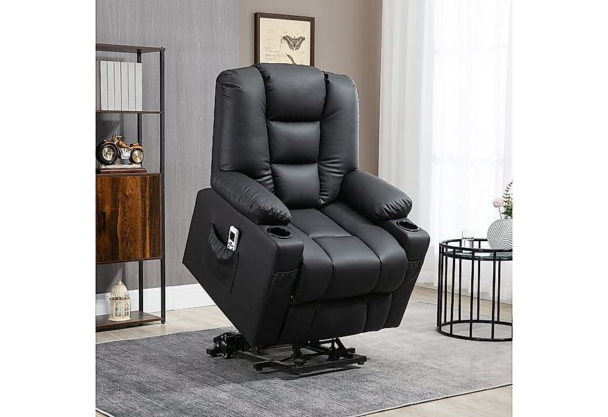 HOMCOM Massagesessel Fernsehsessel mit Liegefunktion, Rollen, Fernbedienung günstig online kaufen