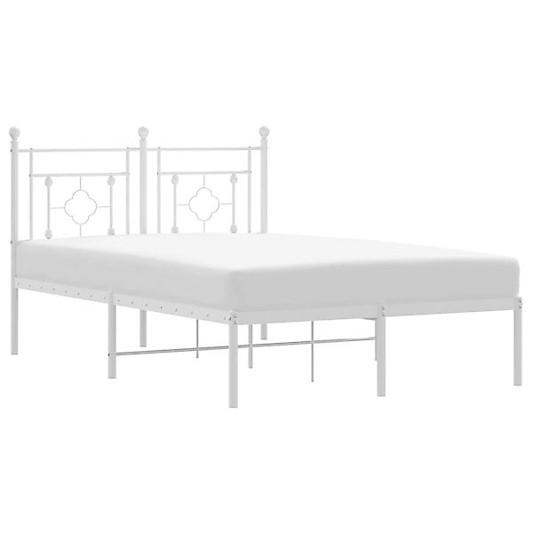 vidaXL Bettgestell Bettgestell mit Kopfteil Metall Weiß 120x190 cm Bett Bet günstig online kaufen