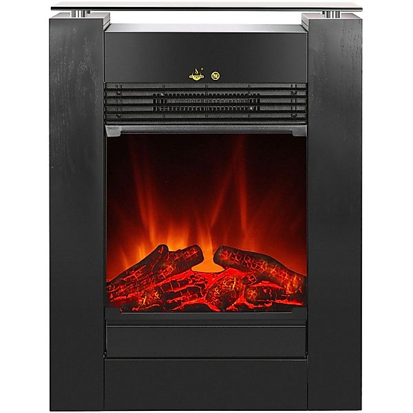 EL Fuego Elektrokamin Tessin Schwarz mit Heizung dimmbar 1,8 kW günstig online kaufen