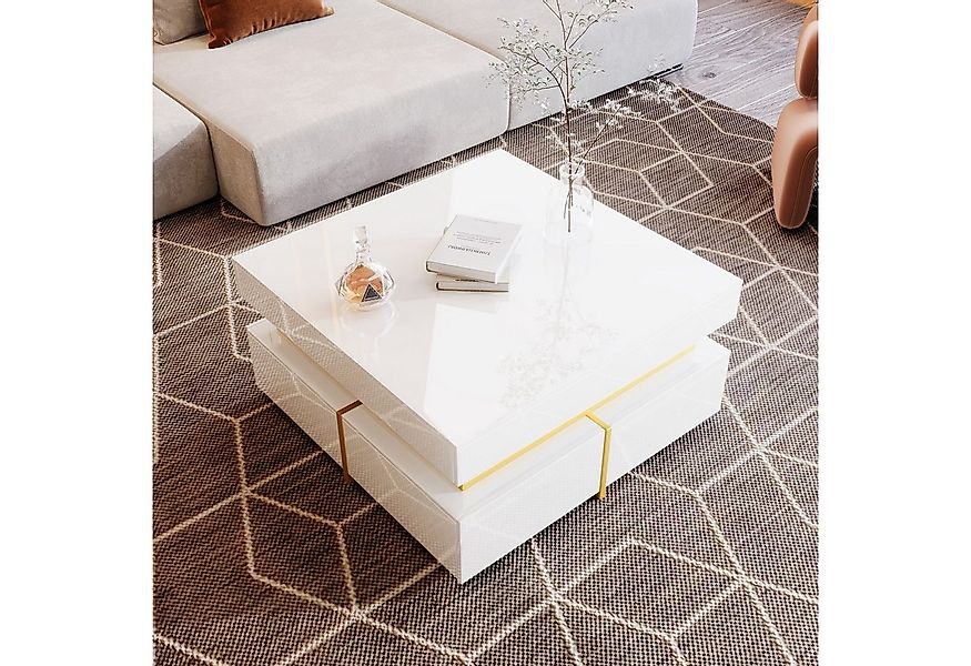 STILVORA Couchtisch mit Schubladen,Wohnzimmertisch Sofatisch mit Hochglanz, günstig online kaufen