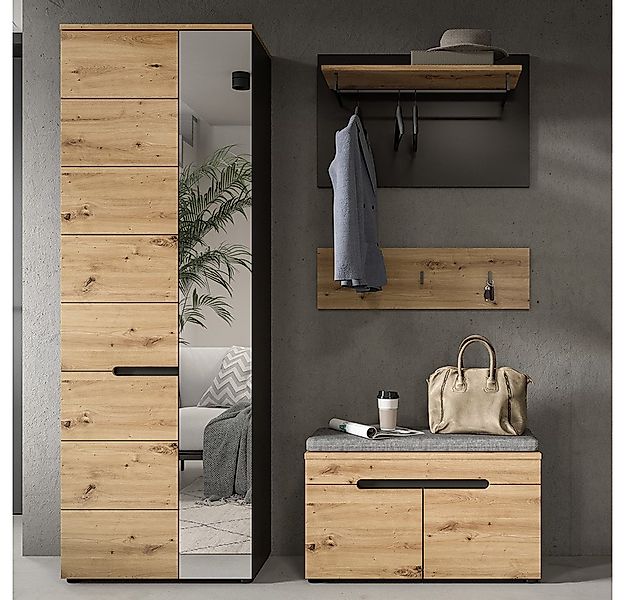 Lomadox Garderoben-Set CORTONA-158, (Spar-Set, 3-St., Garderobenschrank Flu günstig online kaufen