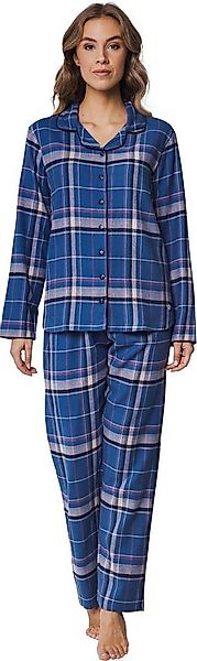 Pastunette Schlafanzug Damen Flanell Pyjama geknöpft (2 tlg) Baumwolle günstig online kaufen