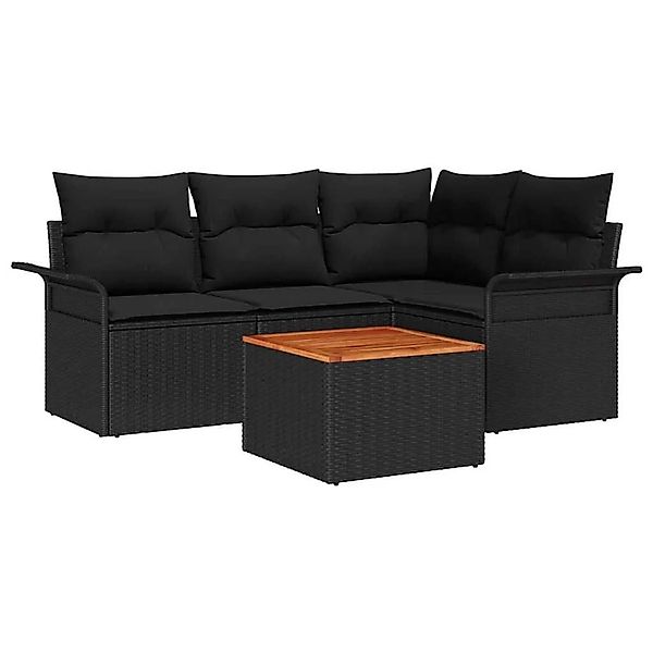 vidaXL Gartensofa-Set mit Speicher 5 Stk Schwarz Poly-Rattan 3355993 günstig online kaufen