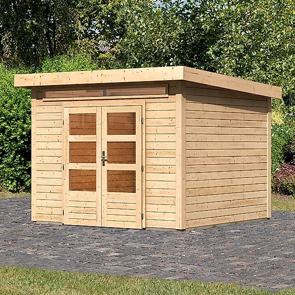 Karibu ""Ammersee 4" rundum terragrau" aus hochwertiger nordischer Fichte günstig online kaufen