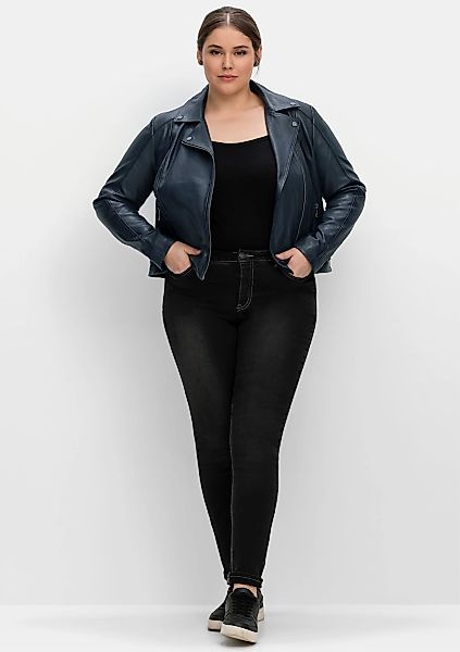 Sheego Lederjacke, ohne Kapuze günstig online kaufen