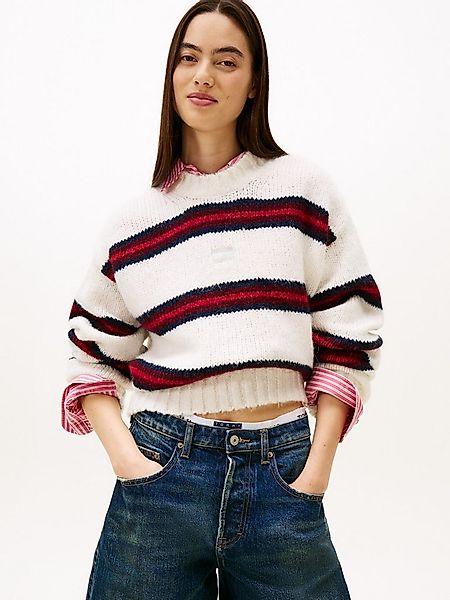 Tommy Jeans Rundhalspullover TJW BADGE STRIPE FLUFFY SWEATER mit Alpaka günstig online kaufen