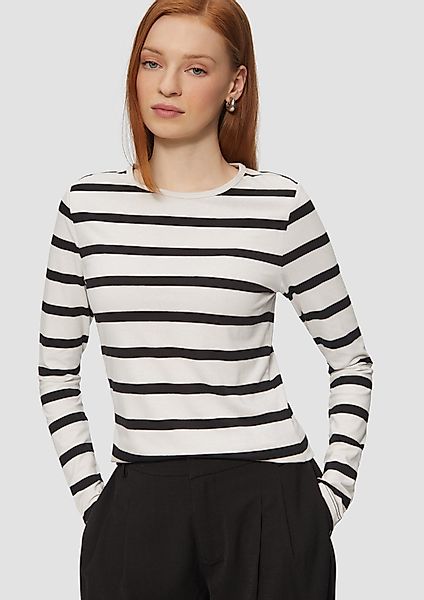 QS Langarmshirt Schmales Ringelshirt mit Rundhalsausschnitt günstig online kaufen