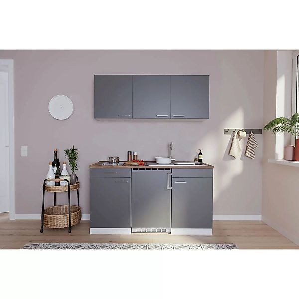 Respekta Küchenzeile KB150WGC 150 cm Grau-Weiß günstig online kaufen