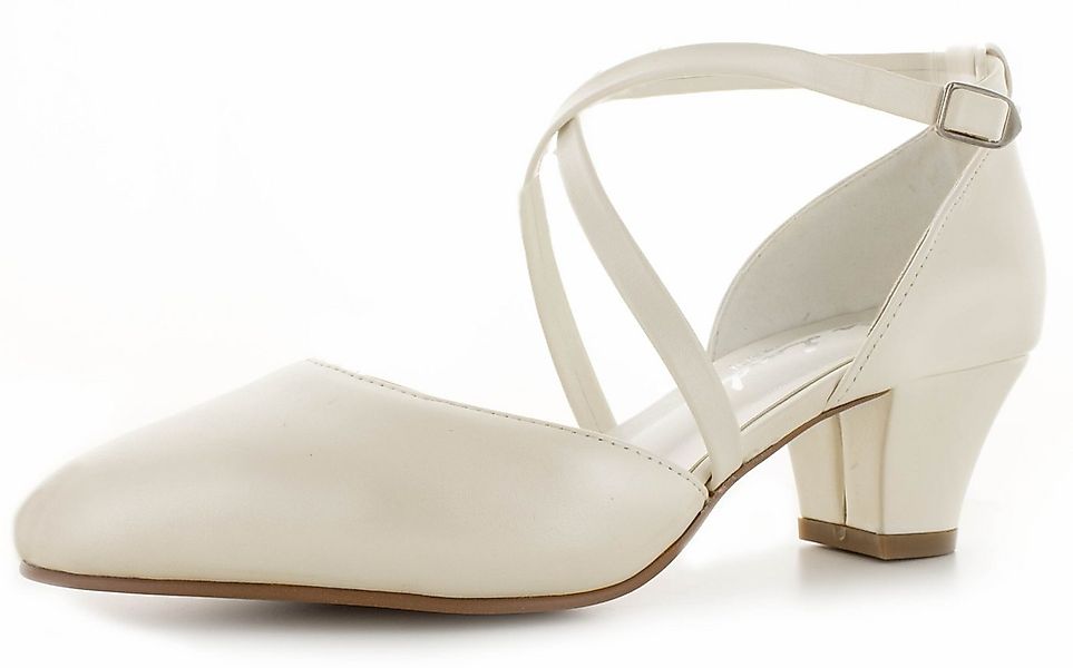 White Lady 850-2 offwhite - Leder Brautschuhe mit Kreuzriemchen Slingpumps günstig online kaufen