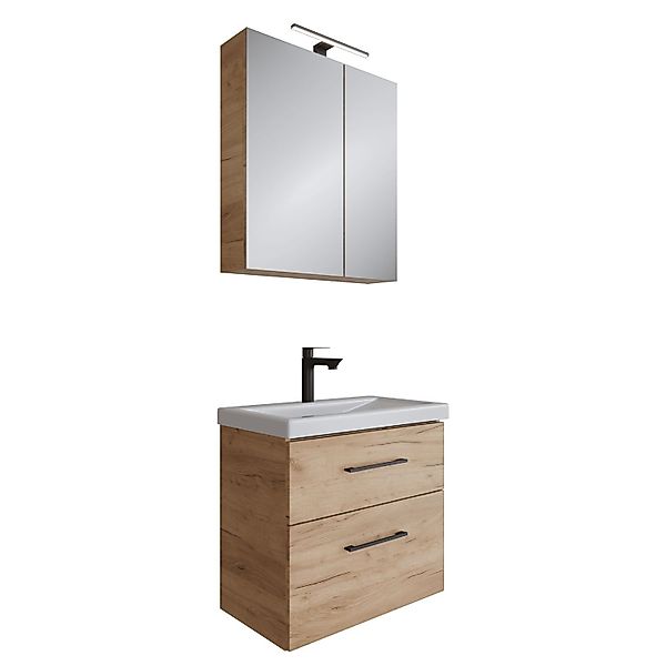 Planetmöbel Badmöbel-Set Waschtisch mit Spiegelschrank 63cm günstig online kaufen