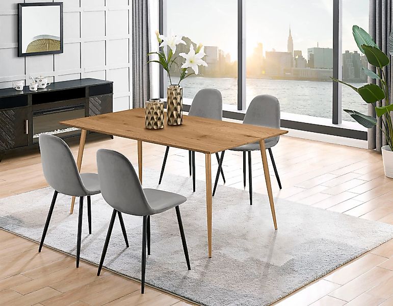 Leonique Essgruppe "Eadwine, TOPSELLER Tisch plus 4 Stühle, Sitzgruppe", (S günstig online kaufen