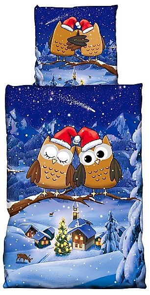 One Home Bettwäsche Winter Eulen, Fleece, 4 teilig, Weihnachten und Winterd günstig online kaufen