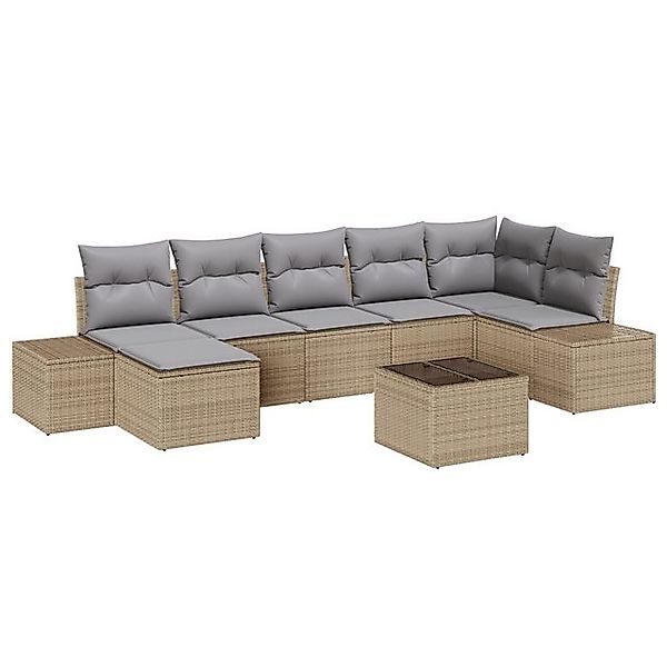 vidaXL Loungesofa 8-teiliges Garten Sofa Set mit Kissen in Schwarz Poly Rat günstig online kaufen