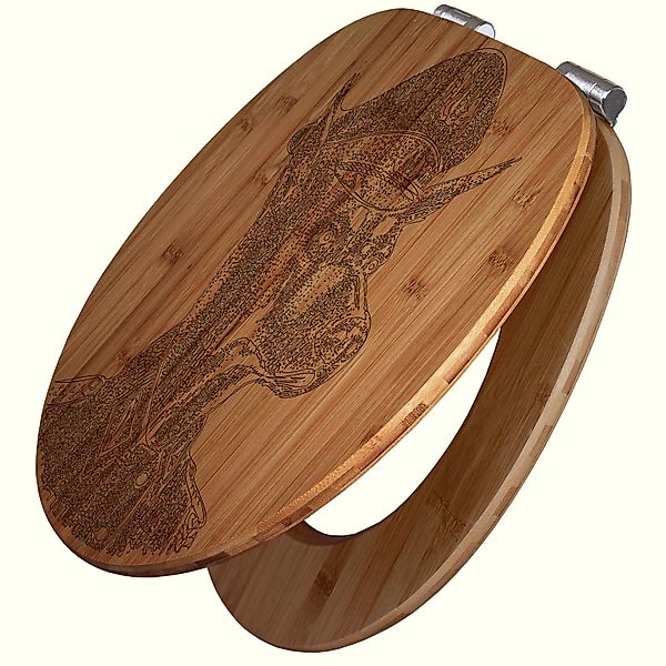 Banjado WC Sitz Bambus Holz Mit Gravur Toilettendeckel Mit Absenkautomatik günstig online kaufen
