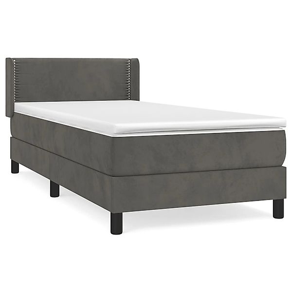 vidaXL Boxspringbett mit Matratze Dunkelgrau 100x200 cm Samt1537195 günstig online kaufen