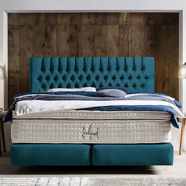 BettCo Boxspringbett Chester (in Petrol Samt, 140 x 200 cm), Kostenloser Au günstig online kaufen