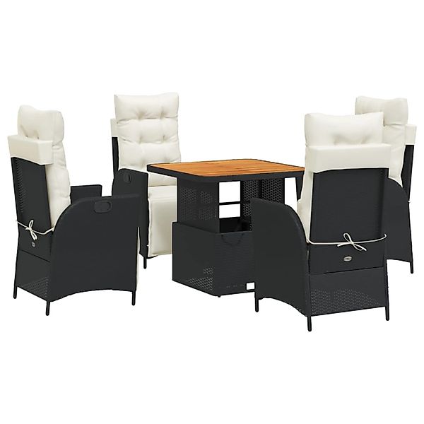 vidaXL 5-Tlg Garten-Essgruppe mit Kissen Schwarz Poly Rattan 3277436 günstig online kaufen