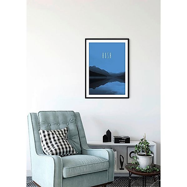 Komar Poster Word Lake Hush Blue Natur B/L: ca. 30x40 cm günstig online kaufen