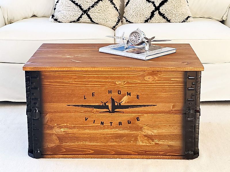 Holztruhe "Le Home" handgefertigter Vintage-Look aus Kiefer günstig online kaufen