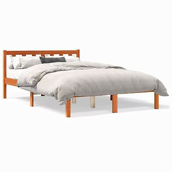 vidaXL Bettgestell Massivholzbett Wachsbraun 140x200 cm Kiefer Bett Bettges günstig online kaufen