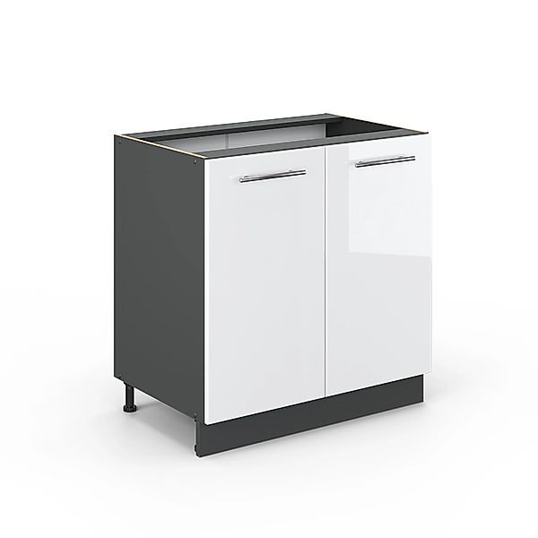 Vicco Spülenunterschrank Fame-Line Weiß Hochglanz/Anthrazit 80 cm mit Regal günstig online kaufen