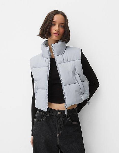 Bershka Gesteppte Cropped-Weste Damen M Hellblau günstig online kaufen