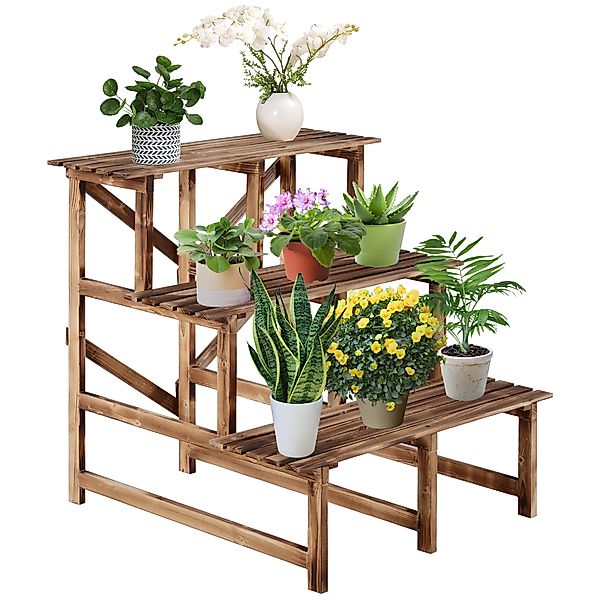 Outsunny Pflanzentreppe Pflanzrega,l Blumenbank, Ständer 3 günstig online kaufen