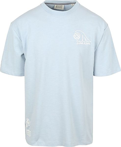 Scotch And Soda Slub Embroidery T-shirt Blue - Größe S günstig online kaufen