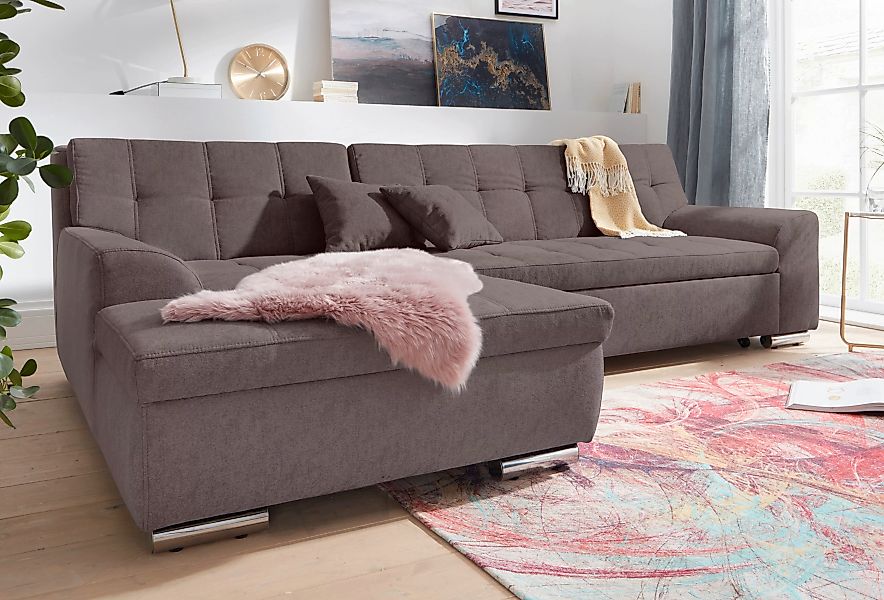 DOMO collection Ecksofa "Aversa L-Form", wahlweise mit Bettfunktion günstig online kaufen