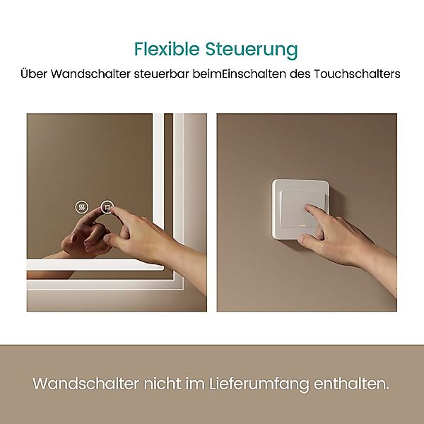 EMKE Badspiegel mit Touch 6500K LED-Beleuchtung günstig online kaufen