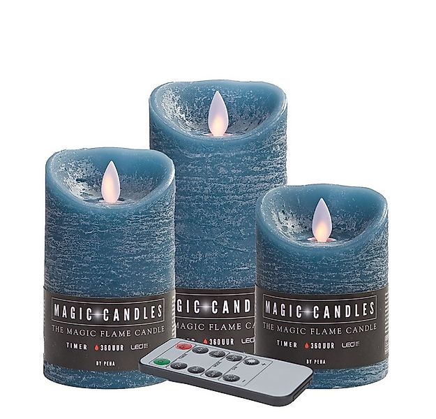 BY PEHA LED-Kerze MB-20174 3er LED Echtwachskerzen jeans FB Timer Dimmer Fl günstig online kaufen