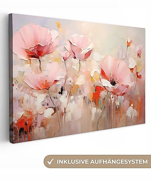 OneMillionCanvasses® Leinwandbild Blumen - Aquarell - Rosa - Abstrakt - Kun günstig online kaufen