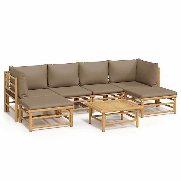 vidaXL Gartenlounge-Set 7-tlg. Garten-Lounge-Set mit Taupe günstig online kaufen