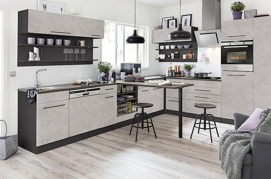 KOCHSTATION Unterschrank "KS-Tulsa" 50 cm breit, 1 Tür, 1 Schubkasten, schw günstig online kaufen