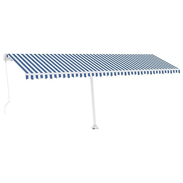vidaXL Markise Manuell Einziehbar mit LED 600x300 cm Blau Weiß 3069601 günstig online kaufen