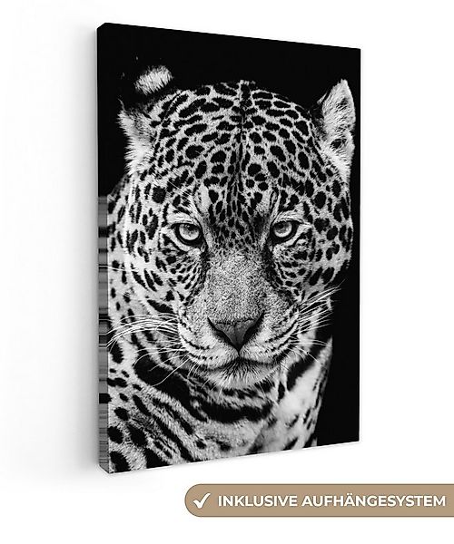 OneMillionCanvasses® Leinwandbild Leopard - Tiere - Schwarz - Weiß - Porträ günstig online kaufen