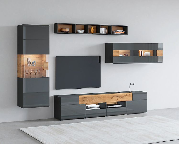 INOSIGN Wohnwand "Toledo,Breite 391cm stilvolle Mediawand ohne Beleuchtung" günstig online kaufen