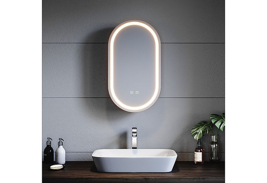 SONNI Badezimmerspiegelschrank Ovaler Spiegelschrank mit dreifarbigem Licht günstig online kaufen