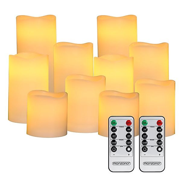 LED Echtwachs Kerzen 10er-Set inkl Fernbedienung günstig online kaufen