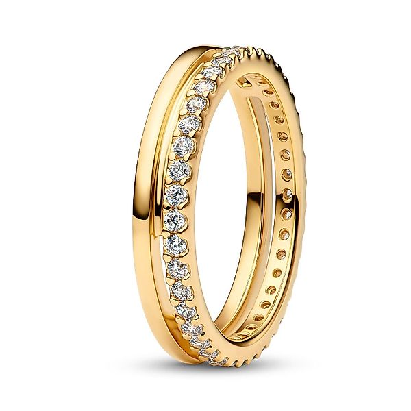 Pandora Fingerring Doppelband Goldfarben günstig online kaufen