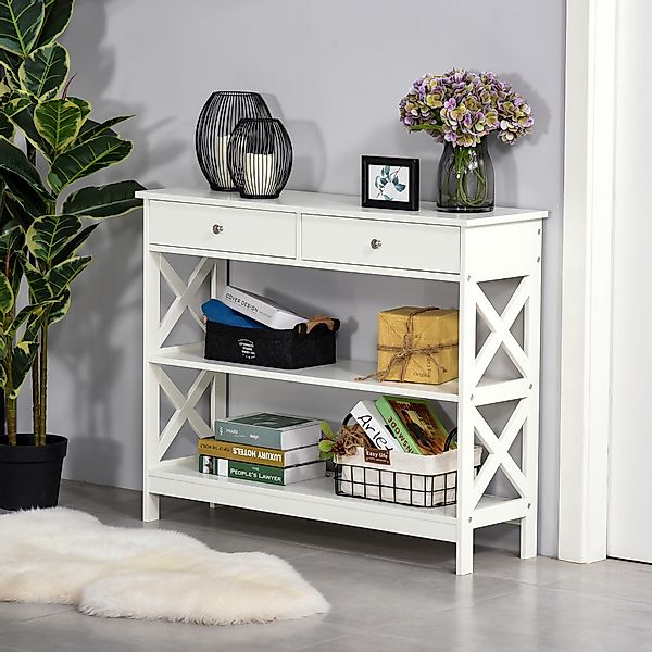 HOMCOM Konsolentisch für Wohnzimmer & Eingangsbereich mit Schublade und 2-s günstig online kaufen